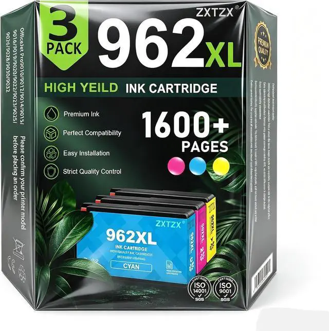 Main image of 962XL Ink Cartridges 3 Pack Cyan Magenta Yellow Compatible for HP 962 XL Replacement Ink Work with OfficeJet Pro 9010 9015 9020 9025 9027 9028 9029 All-in-One Printer (3Pack1C+1Y+1M)