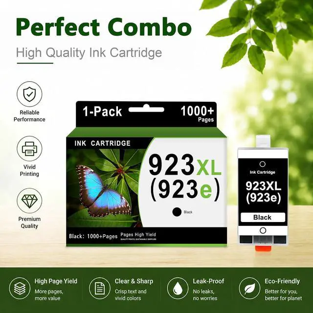 Alt view image 6 of 7 - 923XL Black Ink Cartridges (1-Pack) Replacement for HP 923e