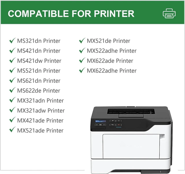 Alt view image 2 of 7 - MS321 56F1000 Compatible Toner Cartridge Replacement for Lexmark 56F1000 Toner Cartridge MS321 MS421 MS521 MS621 MX321 MX421 MX521 MX622 Printer (Black,1-Pack)