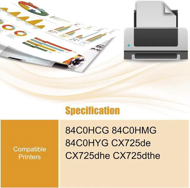 Alt view image 2 of 7 - Compatible with Lexmark 84C0HKG Toner Cartridges Work for Lexmark 84C0HCG 84C0HMG 84C0HYG CX725de CX725dhe Printers (1 Pack Cyan)