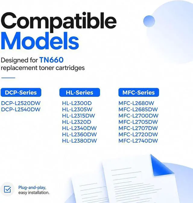 Alt view image 2 of 7 - TN660 Toner Cartridge High Yield Replacement for Brother TN660 TN-660 TN630