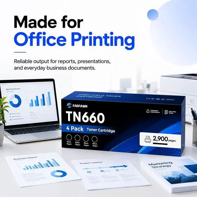 Alt view image 7 of 7 - TN660 Toner Cartridge High Yield Replacement for Brother TN660 TN-660 TN630