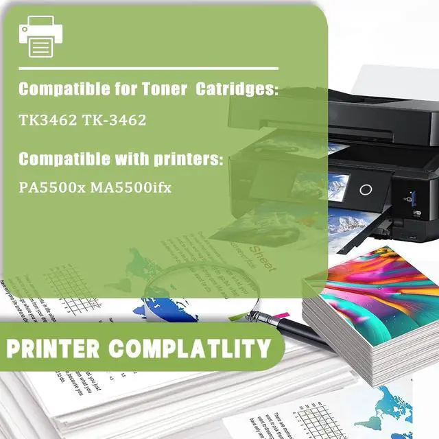 Alt view image 2 of 7 - TK3462 Toner Cartridge Compatible for Kyocera TK3462 TK-3462 Toner Cartridges Work for Kyocera ECOSYS PA5500x MA5500ifx Printers