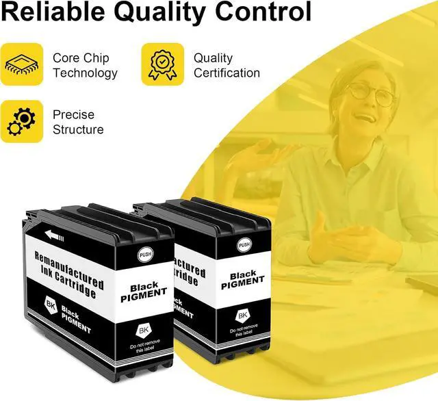 Alt view image 2 of 6 - Remanufactured T912XL Ink Cartridge Black T912XL T912 XL Compatible with Workforce Pro WF-C8190 WF-C8690 WF C8190 WF C8690 WFC8190 WFC8690 Printer (2 Pack)