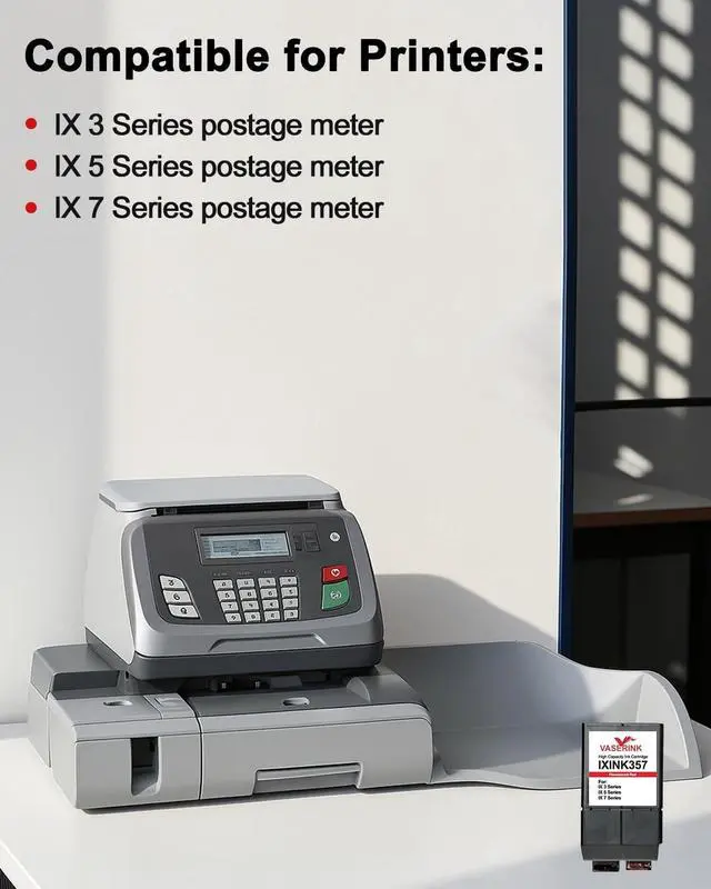 Alt view image 2 of 7 - IXINK357 Ink Cartridge Replacement for Quadient Neopost iX-3, iX-5, iX-7, iX-7PRO Mailing Systems, Fluorescent Red, USPS-Approved, Up to 17,000 Prints (1PK)