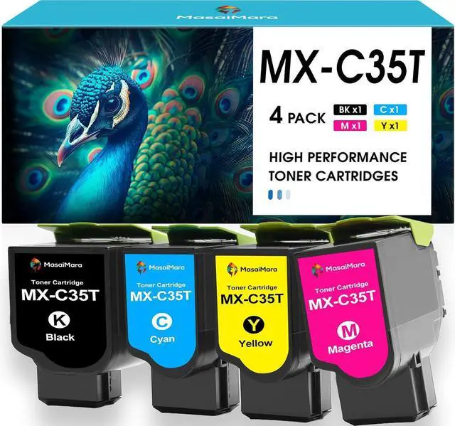 Main image of MasaiMara High Capacity MX-C35T MX-C35TB MX-C35TC MX-C35TY MX-C35TM Compatible Toner Cartridges Replacement for Sharp MX-C357F MX-C407P MXC357F MXC407P Printers (Black Cyan Yellow Magenta, 4-Pack)