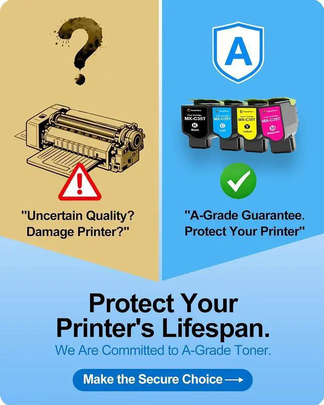 Alt view image 2 of 7 - MasaiMara High Capacity MX-C35T MX-C35TB MX-C35TC MX-C35TY MX-C35TM Compatible Toner Cartridges Replacement for Sharp MX-C357F MX-C407P MXC357F MXC407P Printers (Black Cyan Yellow Magenta, 4-Pack)