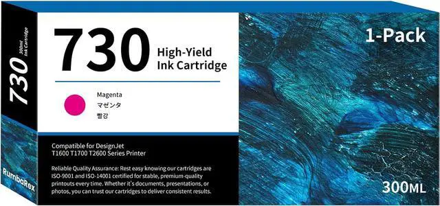Main image of 730 Ink Cartridge High-Capacity 300ml Magenta P2V69A Replacement for HP 730 Ink Cartridge for DesignJet T1600 T1700 T2600 T1600dr T1700dr T2600dr Printer Ink 1-Pack