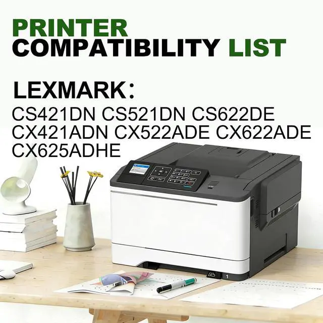 Alt view image 2 of 7 - CX421 Toner Cartridge Replacement for Lexmark CX421adn Toner Cartridge for Lexmark CX522ade CX622ade CX625adhe CS421 CS521 CS622 78C10K0 78C10C0 78C10M0 78C10Y0 ,4 Pack