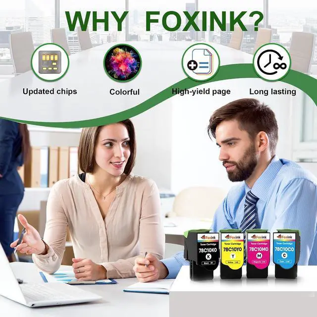 Alt view image 5 of 7 - CX421 Toner Cartridge Replacement for Lexmark CX421adn Toner Cartridge for Lexmark CX522ade CX622ade CX625adhe CS421 CS521 CS622 78C10K0 78C10C0 78C10M0 78C10Y0 ,4 Pack