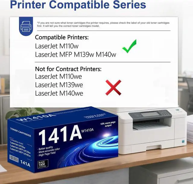 Alt view image 2 of 7 - 141A Toner Cartridge 1,400 Pages Compatible 141A Toner Replacement for HP 141A W1410A 141X W1410X Black Toner Cartridge to Use with Laser Pro M110w MFP M140w M139(2Pack ,Black)