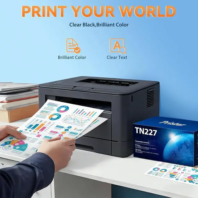 Alt view image 5 of 7 - 5 Pack TN-227 TN227 Toner Cartridges Compatible Brother TN 227 TN223