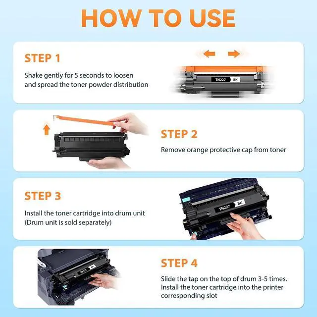 Alt view image 7 of 7 - 5 Pack TN-227 TN227 Toner Cartridges Compatible Brother TN 227 TN223