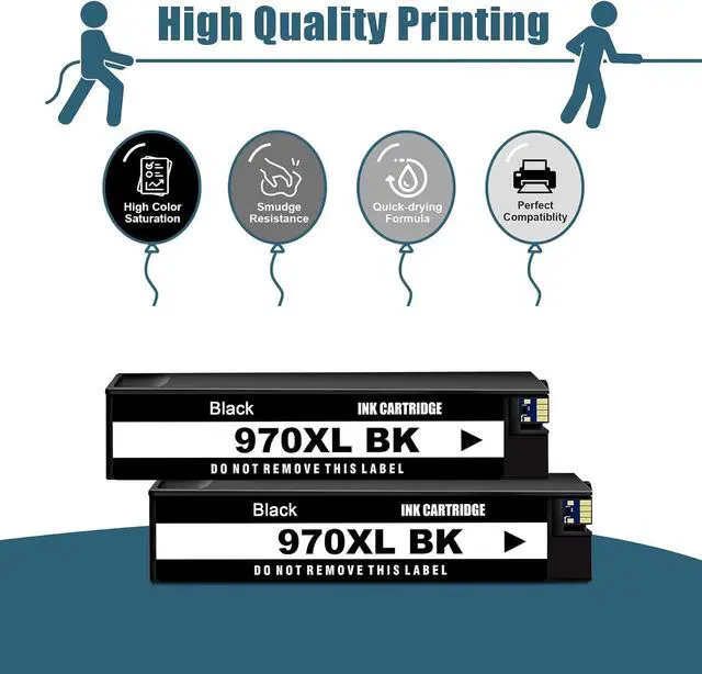 Alt view image 2 of 7 - 970XL Black Ink Cartridge Replacement for HP 970 971 970 XL 971XL for Officejet Pro X576dw X451dn X451dw X476dw X476dn X551dw Printers, 2 Pack for Printer Ink 970XL