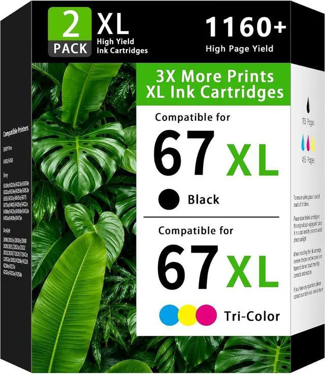 Main image of 67XL Ink Cartridges Combo Pack Replacement for HP 67XL 67 Ink Cartridge Envy 6000 Series 6010 6020e 6022e 6030e 6032e 6050e Compatible with Deskjet 2800 Series 2800e 2800 2821e (2PK, Black Color)