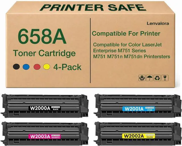 Main image of 658A Toner Cartridge W2000A W2001A W2002A W2003A Replacement for HP 658A Toner Cartridge Compatible for Color LaserJet Enterprise M751 M751dn M751n Printers 4 Pack