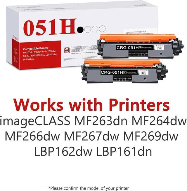 Alt view image 2 of 7 - 051H High-Yield Black Toner Cartridge Replacement for Canon 051H Toner Cartridges for imageCLASS MF264dw, MF267dw, MF269dw, LBP162dw Printer(2-Pack)