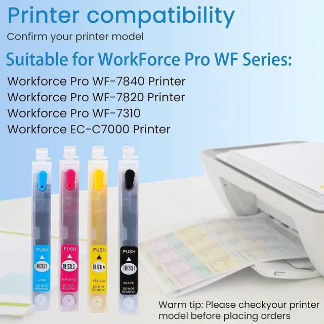 Alt view image 2 of 5 - Sublimation Refillable Ink Cartridges - Compatible with WF-7840 WF-7820 WF-7310 EC-C7000 - with Single-use Chip - Filled with Sublimation Ink