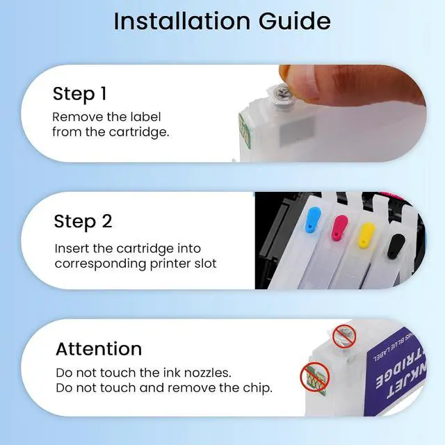 Alt view image 3 of 5 - Sublimation Refillable Ink Cartridges - Compatible with WF-7840 WF-7820 WF-7310 EC-C7000 - with Single-use Chip - Filled with Sublimation Ink