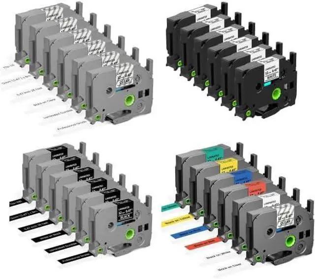 Main image of 24-Pack 12mm Black/Clear/White/Normal Colorful Set Combo Label Tape Compatible with Brother P-Touch Label Tape for PT-D210 PT-H110 PT-D600 PT-D220 PT-D410 1280 1290