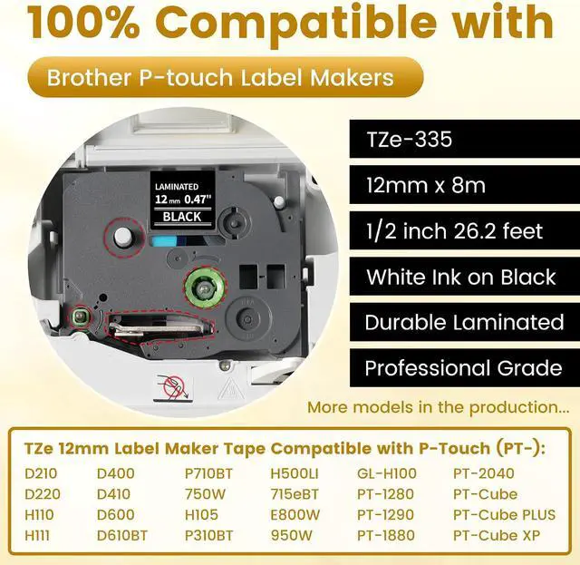 Alt view image 2 of 6 - 30-Pack 12mm Black/Clear/White/Normal Colorful/Pastel Colorful Set Combo Label Tape Compatible with Brother P-Touch Label Tape for PT-D210 PT-H110 PT-D600 PT-D220 PT-D410 1280 1290