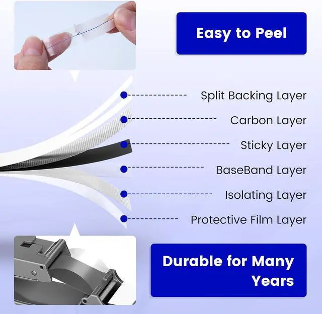 Alt view image 3 of 6 - 18-Pack 12mm Black/Clear/White Label Tape Compatible with Brother P-Touch Label Tape for PT-D210 PT-H110 PT-D600 PT-D220 PT-D410 1280 1290