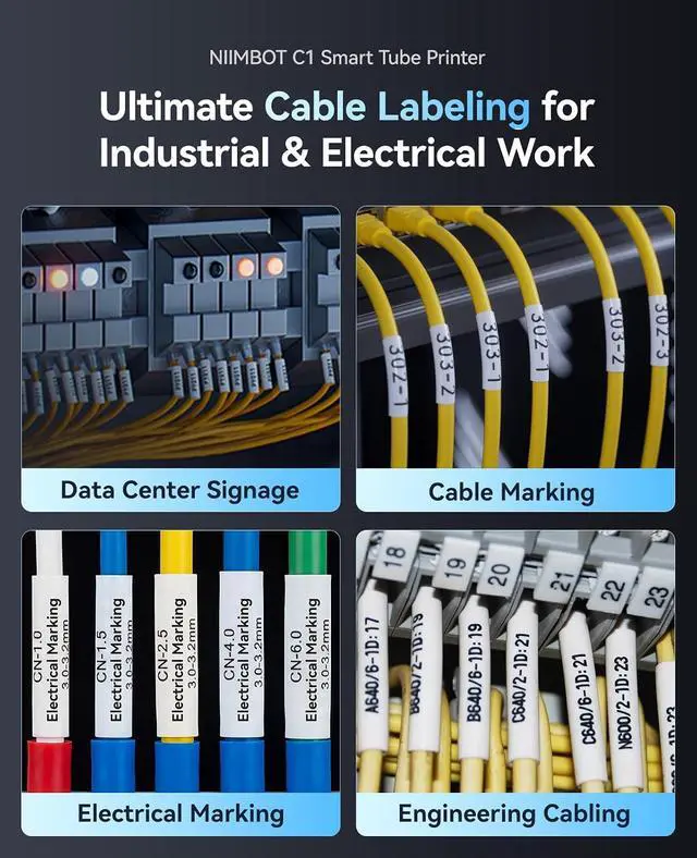 Alt view image 2 of 7 - NIIMBOT C1 Tube Label Printer Heat Shrink Cable Label Maker