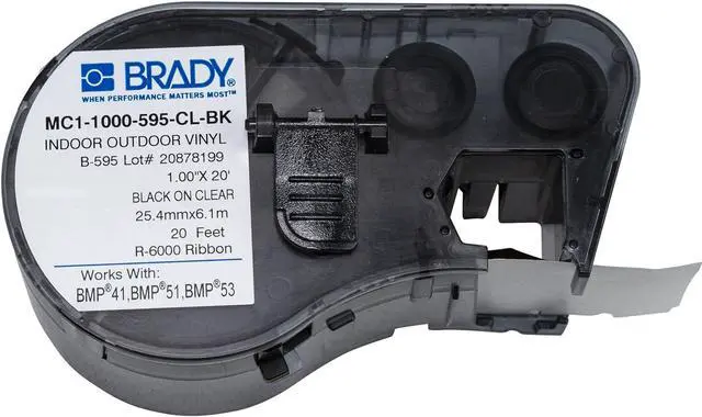 Main image of Brady MC1-1000-595-CL-BK, 131597 Clear BMP51/BMP53/BMP41 Indoor/Outdoor Vinyl Label, 4 Cartridges