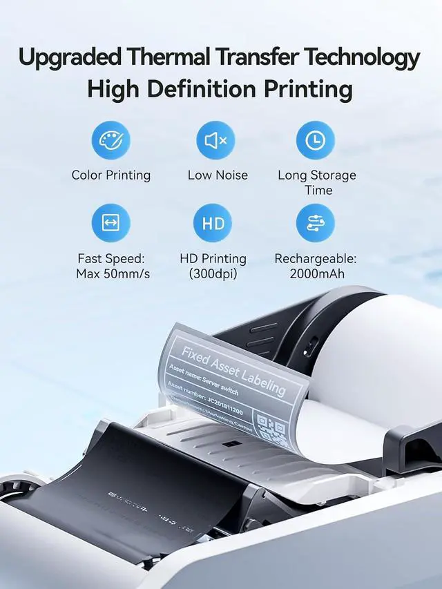 Alt view image 7 of 7 - NIIMBOT M2 Thermal Transfer 2Inch Bluetooth Label Maker(White) with 25×78mm White Cable Label Tape for Office Small Business School Home Cable Storage, Compatible with Phones & PC