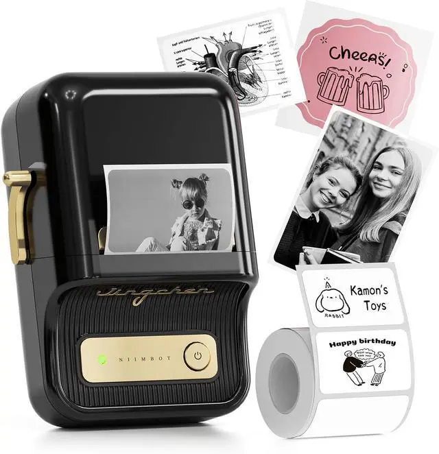 Main image of NIIMBOT B21 Label Maker, 2 Inch Bluetooth Sticker Printer with Tape, Black