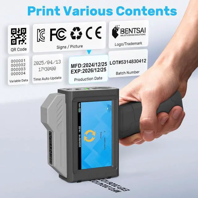 Alt view image 4 of 5 - BENTSAI Handheld Inkjet Printer BT-HH62 Series Newly Upgraded with 16H Long Endurance Use for Batch Number Date Code Logo Serial Number QR Code on Plastic Cardboard Wood Metal (1.0 Inch Handheld)