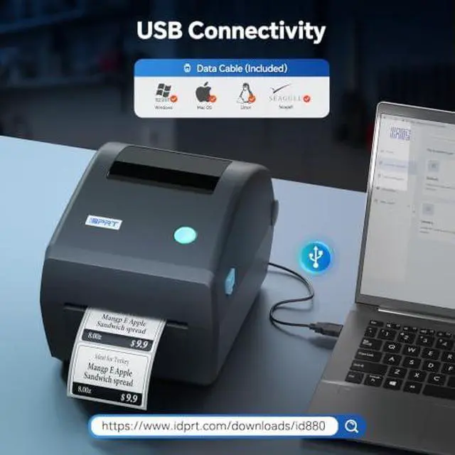 Alt view image 4 of 7 - iD880 Industrial Thermal Printer with 800Pcs 1.57" × 1.18' Labels