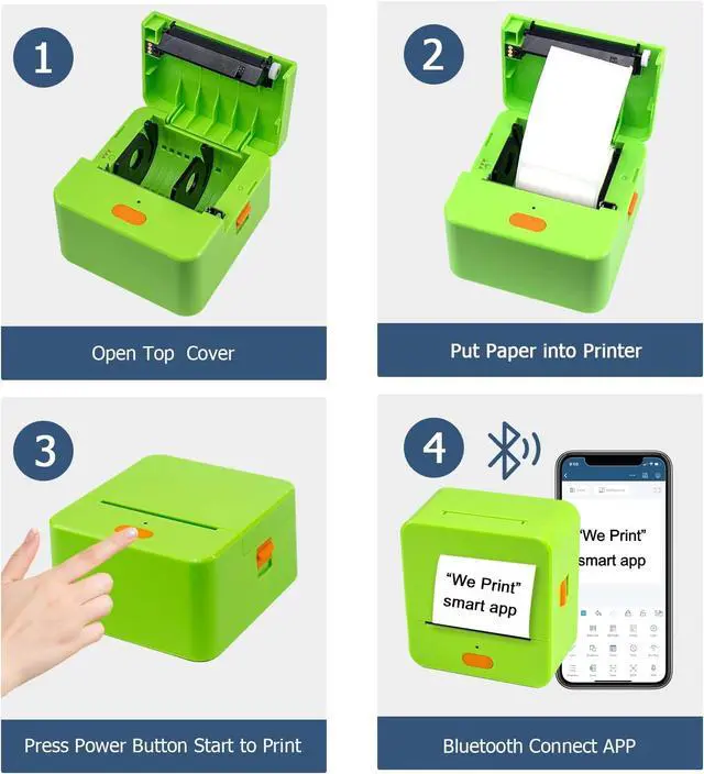 Alt view image 6 of 7 - NETUM P58C Mini Label Printer - Portable Barcode Label Maker with Bluetooth, Inkless Thermal Printing for Retail, Clothing, Small Business & Home Office (Green)