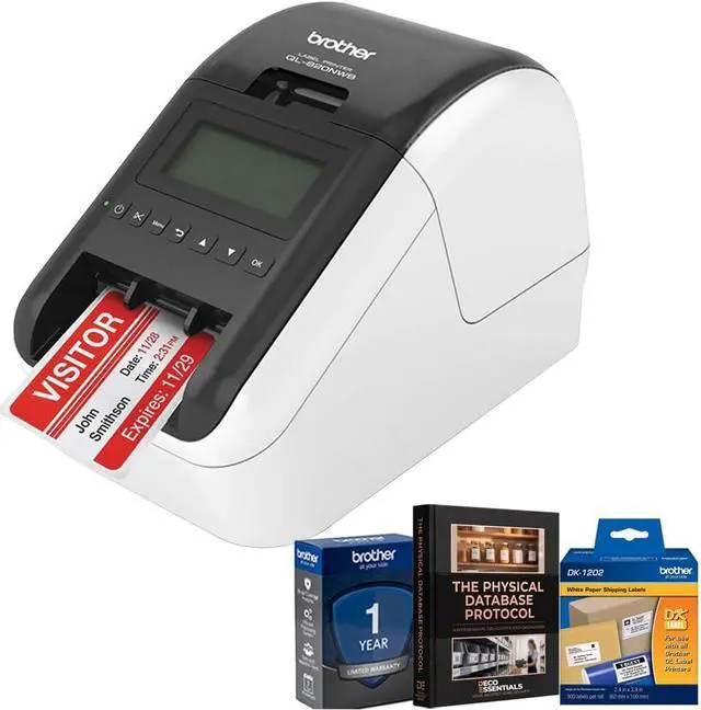 Main image of Brother Professional, Ultra Flexible Label Printer with Multiple Connectivity Options Bundle with Digital Label Making Guidebook Download 2.4 in x 3.9 in Shipping White Paper Labels