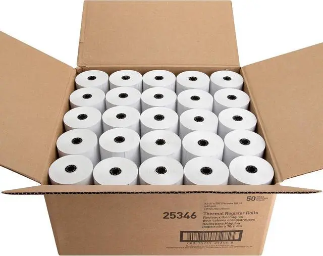 Alt view image 5 of 5 - Business Source Thermal Receipt Paper Rolls - Premium Quality 3 1/8" x 230 ft Thermal Paper with 7/16" Core - Crystal Clear Print Technology