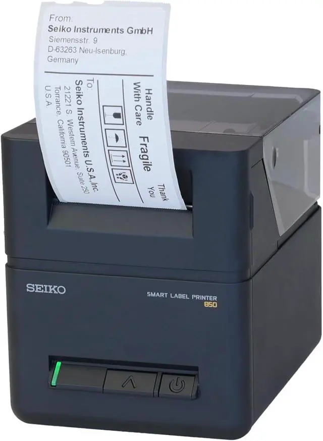 Alt view image 2 of 3 - SEIKO SLP850-SK0C11-23 Smart Label Printer, 2-Inch Direct Thermal Desktop Label Printer, 300 DPI, USB/Serial Connectivity, 120 mm/s, Supports Die-Cut and Linerless Labels