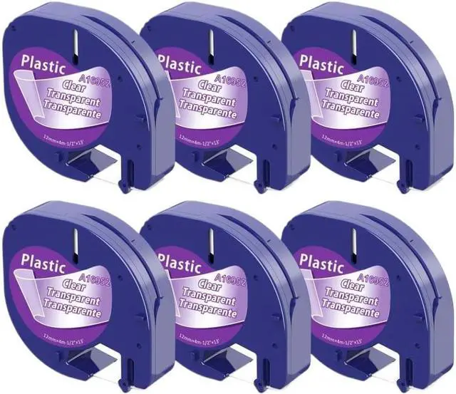 Main image of 12mm Clear Plastic Label Tape Compatible with LT100H and LT100T Label Makers, 4m Length, Black on Transparent, Replacement for Part #12267