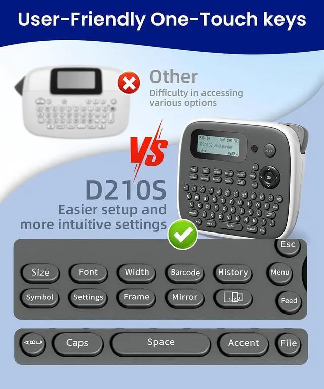 Alt view image 4 of 7 - Label Maker Machine with 9 Tapes, D210s Label Makers Waterproof Labels, D210s Inkless Labelmaker for Name/Daycare/File-Labels, Teacher Gifts, School Office Supplies