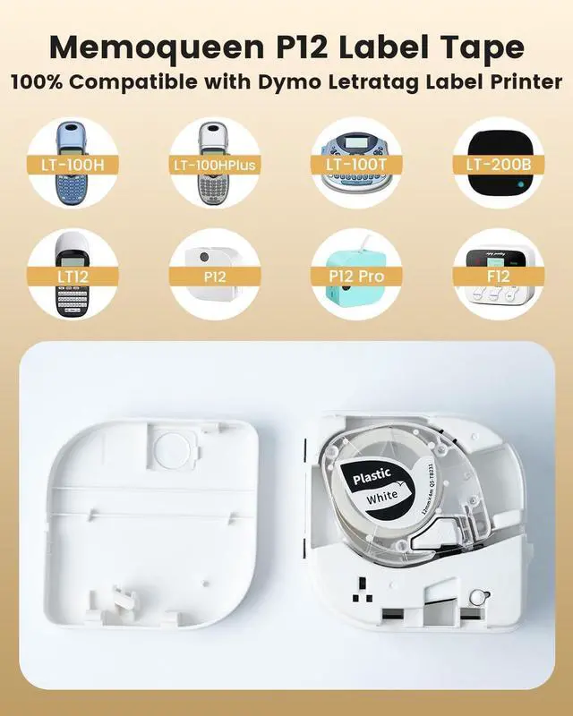 Alt view image 2 of 7 - Label Tape Compatible with Dymo Letratag Refills LT-100HLT-100T200BQX50, 5* White Tapes & 5* Transparent Tapes & 5* Mix Color Tapes