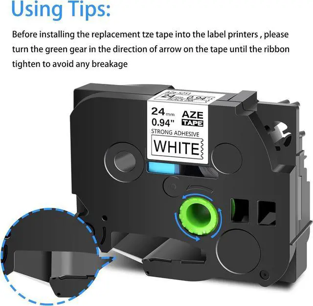 Alt view image 4 of 7 - Cruxer Compatible for Brother TZES251 24mm 1" Extra-Strength Adhesive Label Tape Black on White for P-Touch PTD600 D600VP PTP700 P750W P900W P950NW PTP710BT PT-9600 PT-H500LI Label Makers, 10-Pack