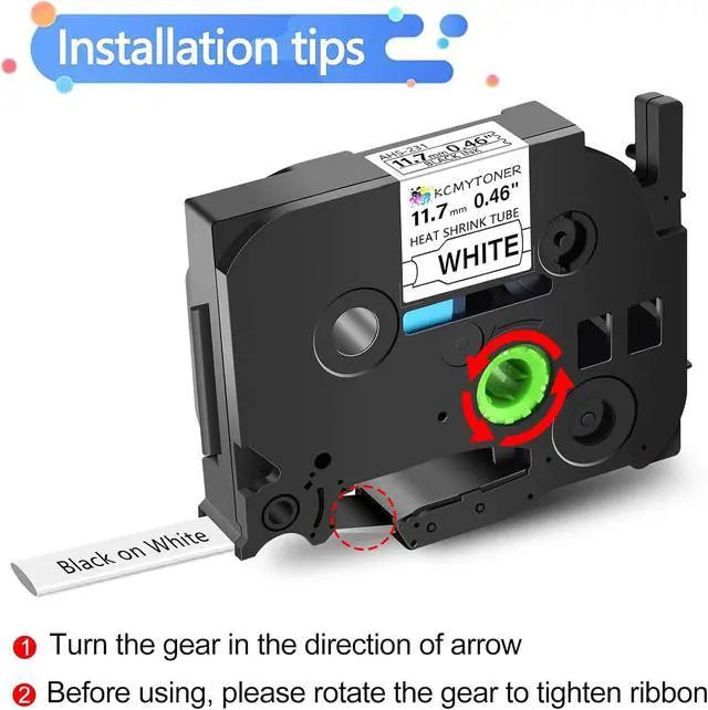 Alt view image 2 of 7 - 5 Pack Compatible for Ptouch HSe-231 HSe231 HS-231 HS231 11.7mm 0.46'' Black on White Heat Shrink Tube Label Tape for Wire Cable use in PT-E105 PT-E300 PT-E500 PT-E550W PT-E800W