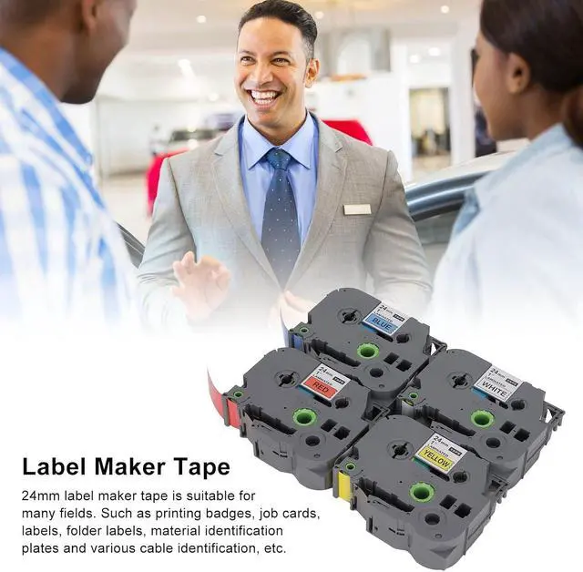 Alt view image 4 of 7 - 4Pcs 24mm Label Maker Tape Set, TZ Tape with Transparent Cover, High-Toughness, Clear & Fast Printing, for Job Cards, Folder Labels, Material Plates, Cable Identification