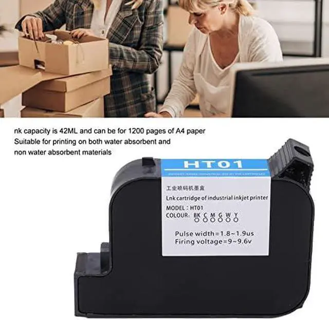 Alt view image 2 of 2 - Handheld Printer Ink Cartridge, 42ml Quick Dry Inkjet Printer Cartridge Replacement for Handheld Inkjet Printer Coding Machine, Print 1200 Pages of A4 Paper (Red)