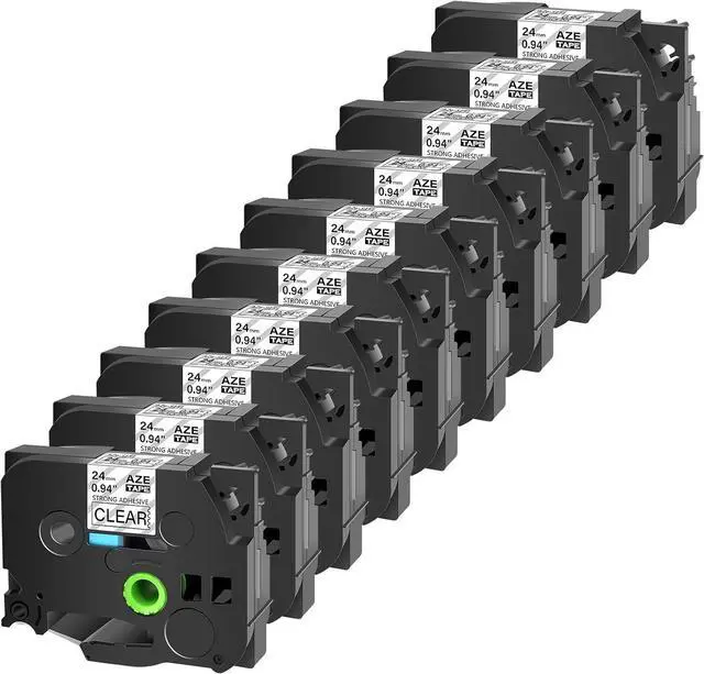 Main image of Cruxer Compatible for Brother TZES151 24mm 1" Extra-Strength Adhesive Label Tape Black on Clear for P-Touch PTD600 D600VP PTP700 P750W P900W P950NW PTP710BT PT-9600 PT-H500LI Label Makers, 10-Pack