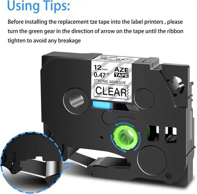 Alt view image 4 of 7 - Cruxer Compatible for Brother TZES631 12mm 0.47" Extra-Strength Adhesive Label Tape Black Text on Clear Tape for P-Touch Cube PTE550 PTP750 PTD210 PTD450 PTH110 PTD400AD PT710BT Label Makers, 20-Pack