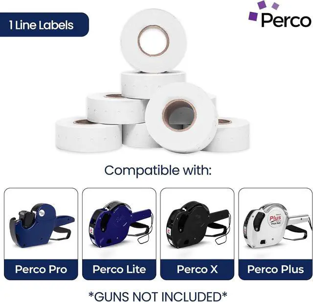 Alt view image 2 of 7 - Perco 1 Line White Labels - 32,000 Blank Price and Date Gun Labels for Perco Lite, X, Plus and Pro 1 Line Price and Date Guns- 32 Rolls, 4 Sleeves - Made in USA