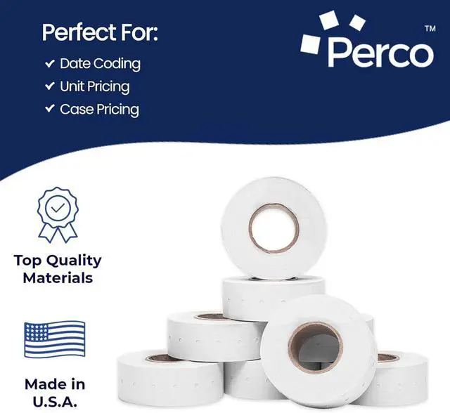 Alt view image 4 of 7 - Perco 1 Line White Labels - 32,000 Blank Price and Date Gun Labels for Perco Lite, X, Plus and Pro 1 Line Price and Date Guns- 32 Rolls, 4 Sleeves - Made in USA