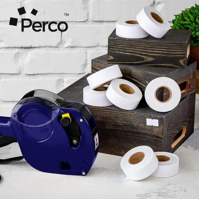 Alt view image 7 of 7 - Perco 1 Line White Labels - 32,000 Blank Price and Date Gun Labels for Perco Lite, X, Plus and Pro 1 Line Price and Date Guns- 32 Rolls, 4 Sleeves - Made in USA