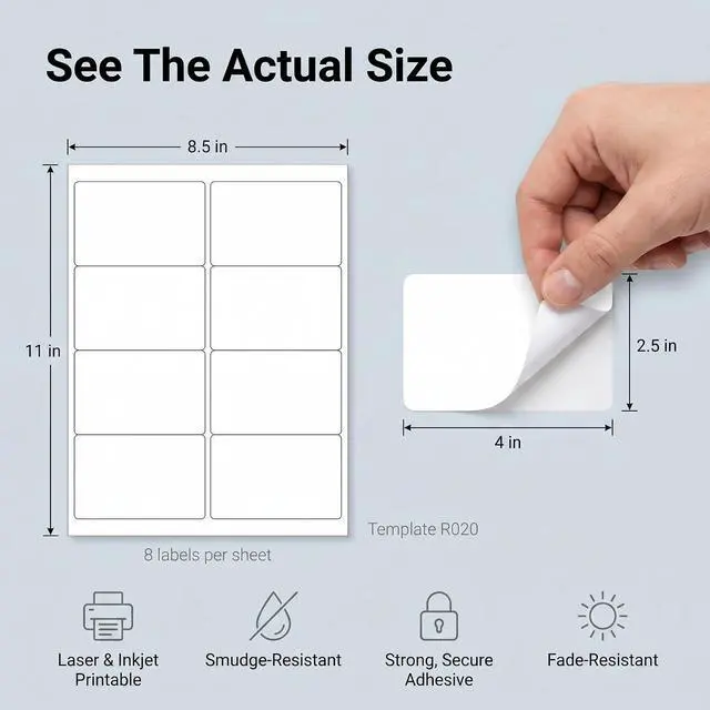 Alt view image 2 of 7 - 4" X 2.5" Matte White Printable Shipping Labels (500 Sheets, 4000 Stickers)