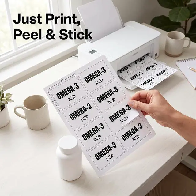 Alt view image 6 of 7 - 4" X 2.5" Matte White Printable Shipping Labels (500 Sheets, 4000 Stickers)